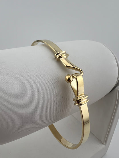 Men’s Solid 9ct Yellow Gold Bracelet - 4.5mm Wide - Gold Hook Bangle UK Hallmark