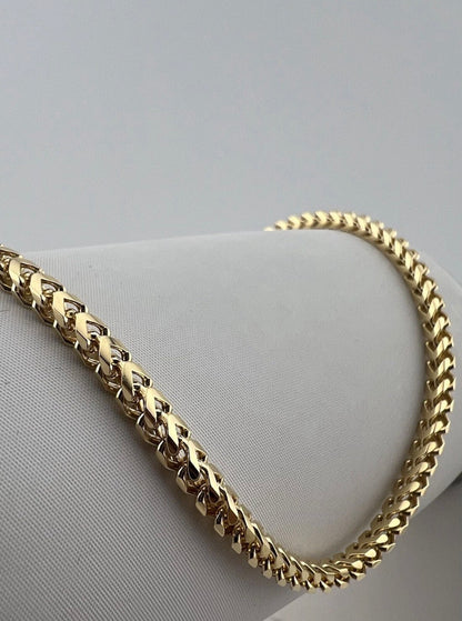 Solid 9ct Yellow  Gold 22 Inch Franco Chain - 3mm Franco - Full UK Hallmark
