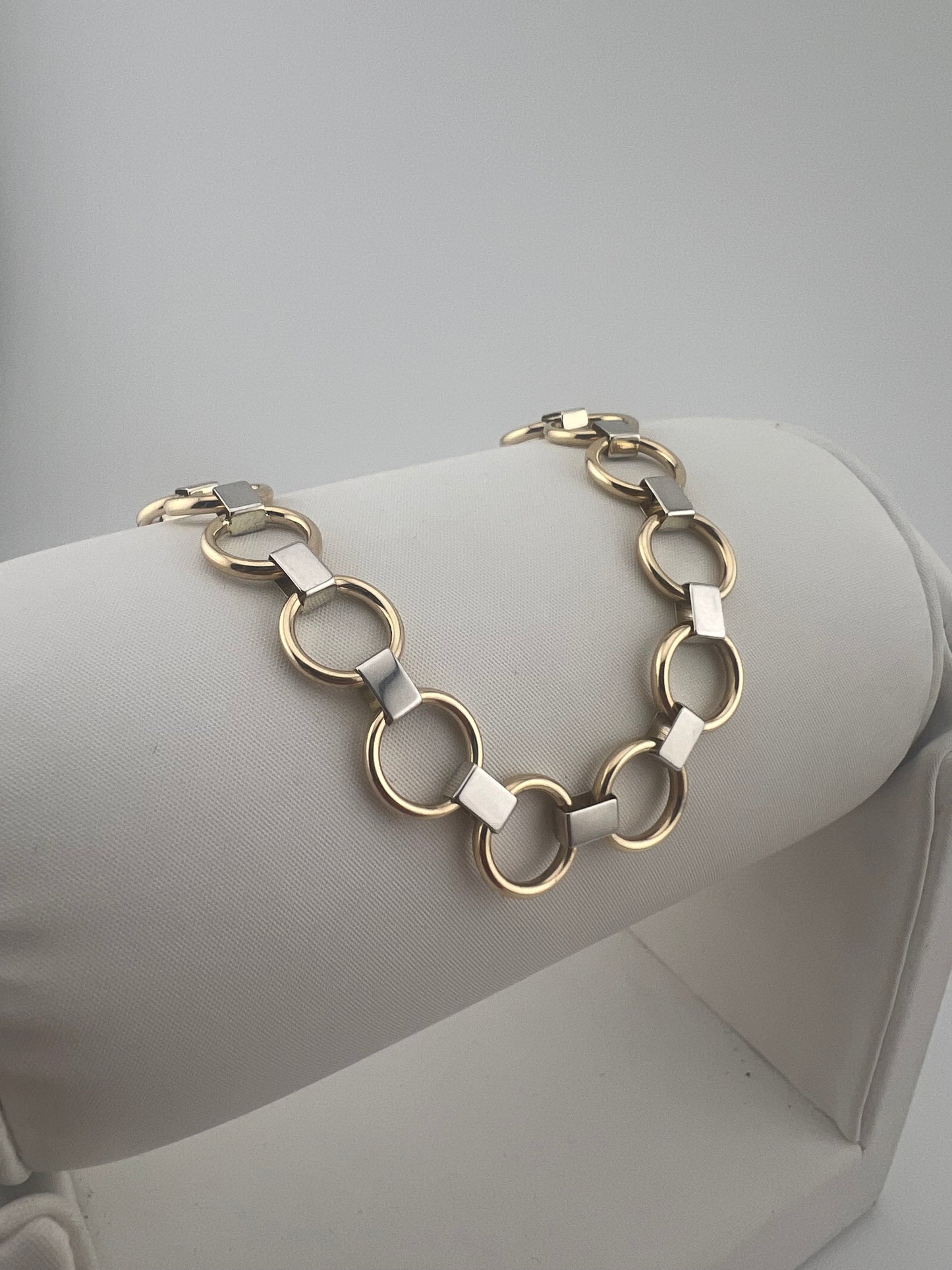 9ct Yellow & White Gold 10mm Wide Bracelet - 7.5 Inch Ladies Gold Bracelet UK