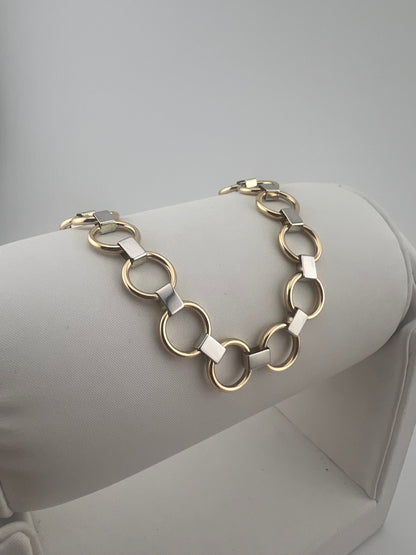 9ct Yellow & White Gold 10mm Wide Bracelet - 7.5 Inch Ladies Gold Bracelet UK