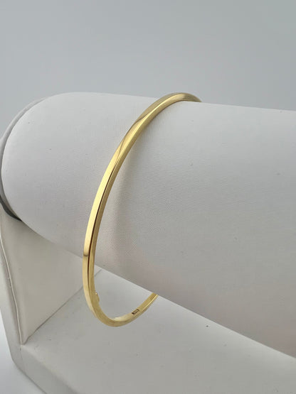 Women’s 9ct Yellow Gold Plain Bracelet - Ladies Gold 2mm Thin Plain Slave Bangle