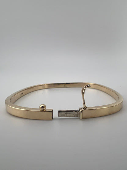 Women’s 9ct Yellow Gold Plain Bracelet - Ladies Gold 4mm Bangle - TV Shaped