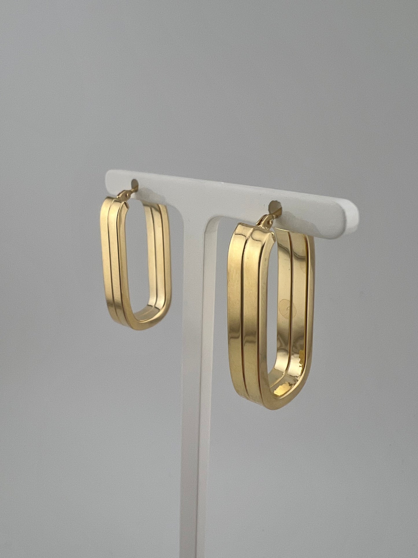 Ladies 9ct Gold Earrings New - Ladies 9ct Yellow Gold Drop Earrings - 28mm Drops