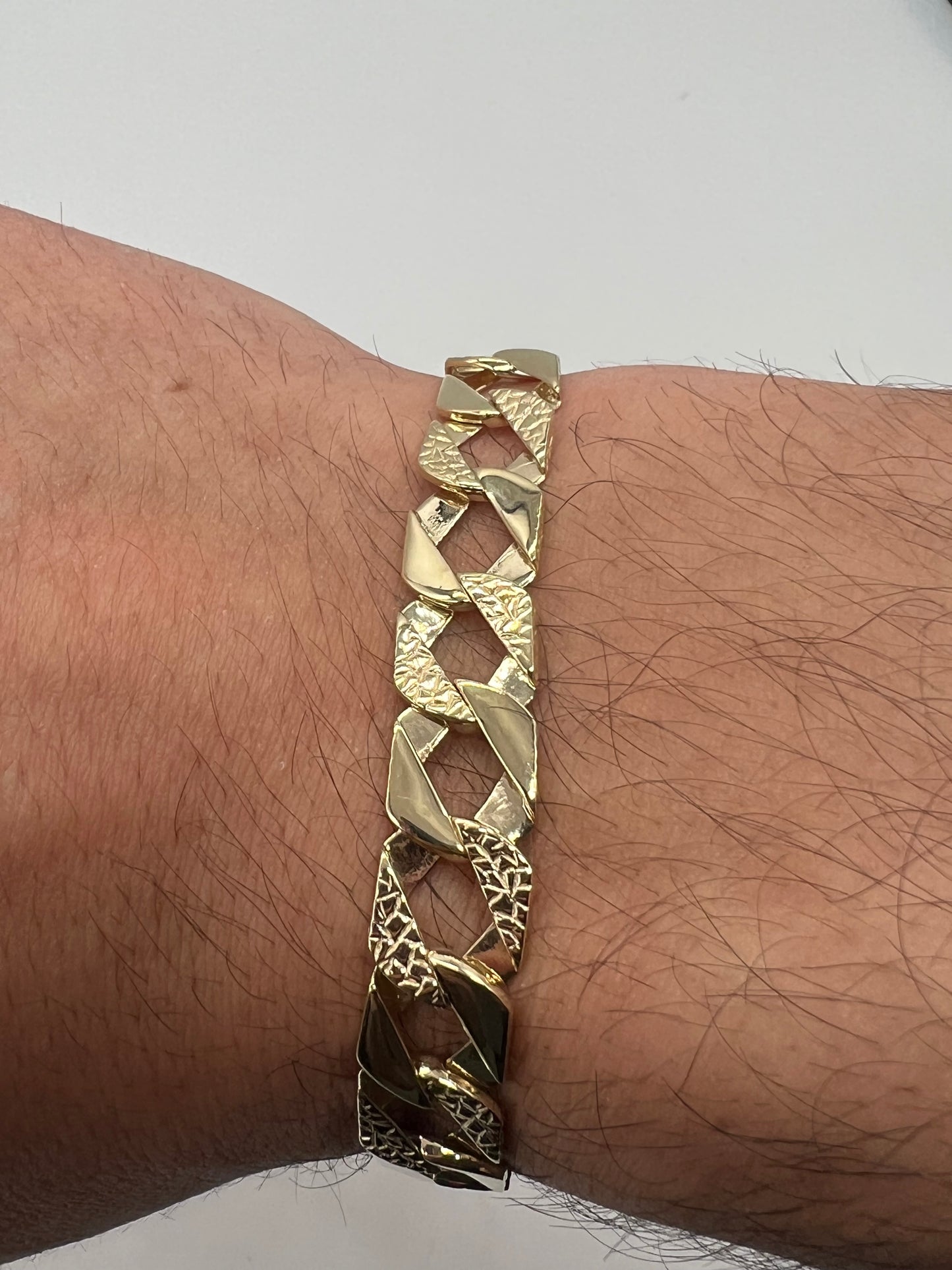 Solid 9ct Yellow Gold Flat Curb Bracelet - 11mm Wide - 8.5 Inches - UK Hallmark
