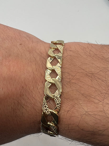 Solid 9ct Yellow Gold Flat Curb Bracelet - 11mm Wide - 8.5 Inches - UK Hallmark