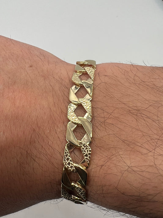 Solid 9ct Yellow Gold Flat Curb Bracelet - 11mm Wide - 8.5 Inches - UK Hallmark