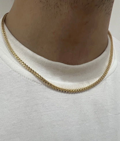Solid 9ct Yellow  Gold 22 Inch Franco Chain - 3mm Franco - Full UK Hallmark