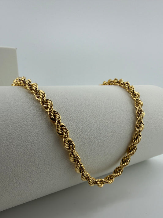 New 9ct Yellow Gold 4mm Rope Chain - 24 Inch - Men’s Gold Chain - UK Hallmark