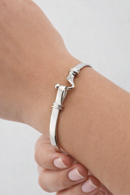 Solid 9ct White Gold Bracelet - 4.5mm Wide - Ladies White Gold Hook Bangle UK Hallmark
