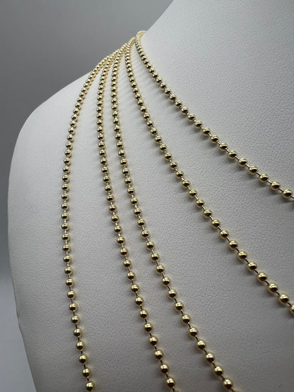 Solid 9ct Gold Ball/Bead Chain - 2MM Wide - 16" 18" 20" 22" 24" - Full Hallmark