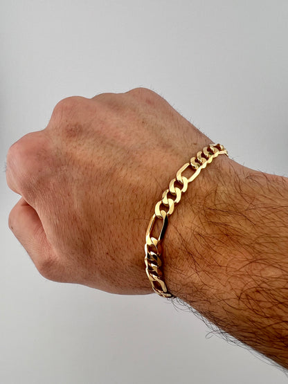 9ct Solid Gold Men’s Bracelet 8.5 INCH 7mm Fiagro - FULL UK HALLMARK & BOXED