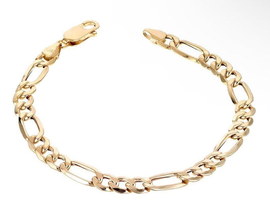 Solid 9ct Yellow Gold 6mm Figaro Bracelet - 8.5 Inch Men’s Bracelet