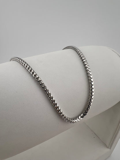 Solid 9ct White Gold 2mm Franco Chain - 24 Inch White Gold Franco Chain