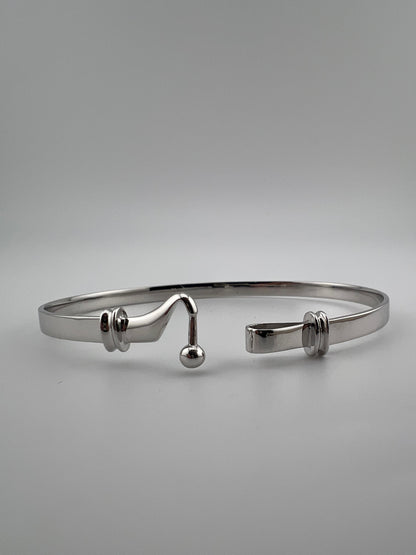 Solid 9ct White Gold Bracelet - 4.5mm Wide - Ladies White Gold Hook Bangle UK Hallmark