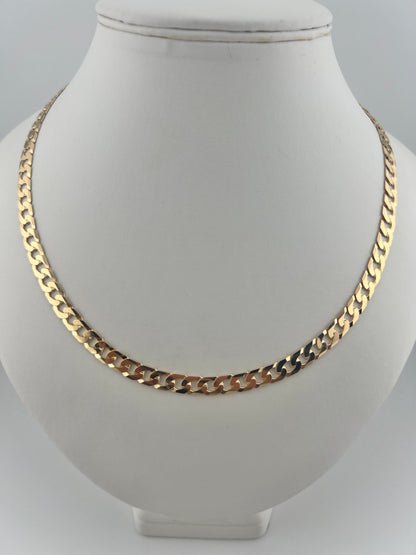9ct Solid Gold Men’s Chain 18, 20, 22, 24, 28 INCH - 7mm Flat Curb Chain - Full UK Hallmark