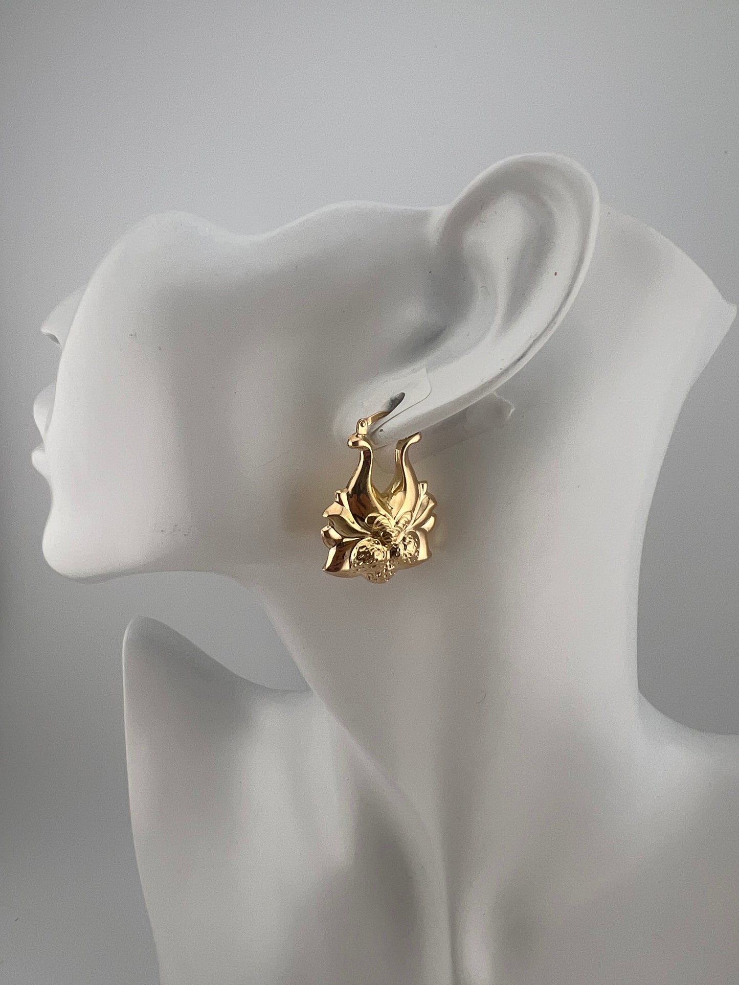 LARGE 9CT YELLOW GOLD  STRAWBERRY EARRINGS HALLMARKED VICTORIAN  CHUNKY  CREOLES