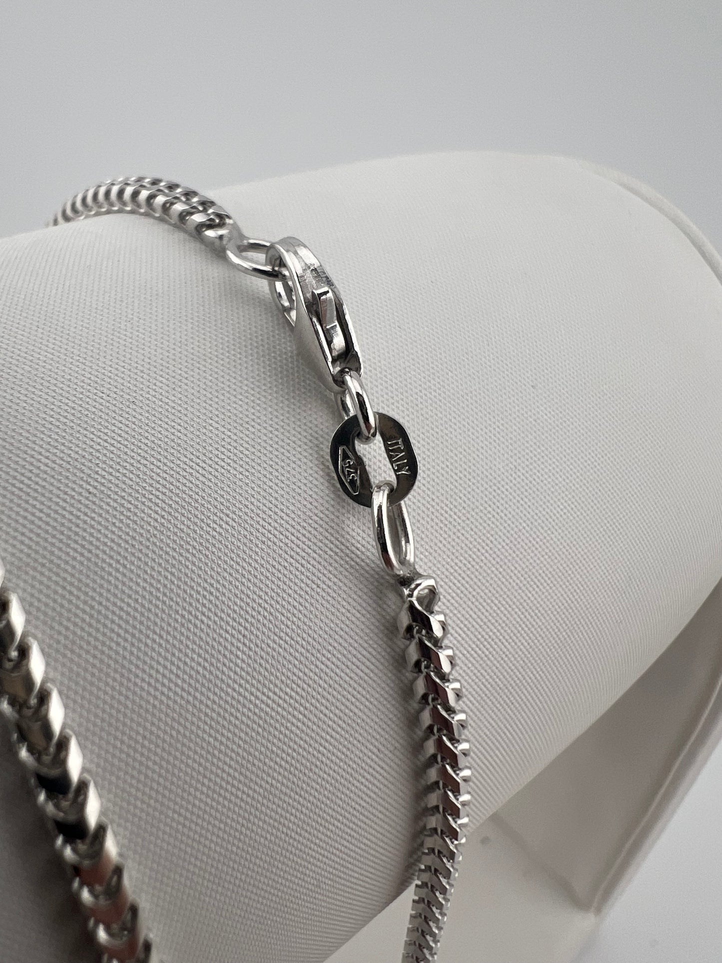 Solid 9ct White Gold 2mm Franco Chain - 24 Inch White Gold Franco Chain