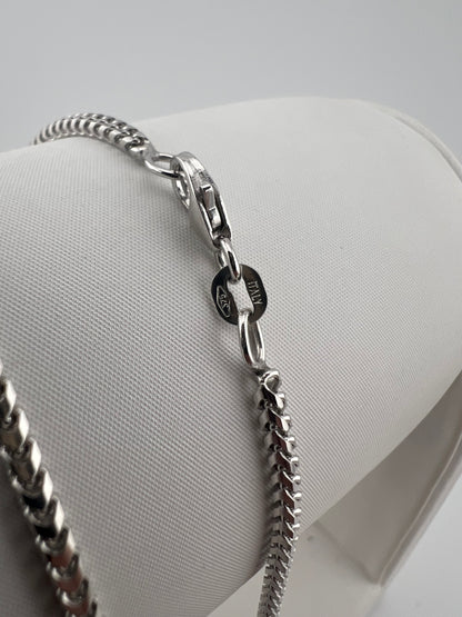 Solid 9ct White Gold 2mm Franco Chain - 24 Inch White Gold Franco Chain