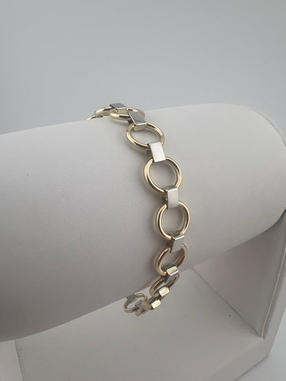 9ct Yellow & White Gold 10mm Wide Bracelet - 7.5 Inch Ladies Gold Bracelet UK
