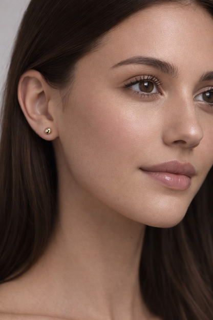 New 9ct Yellow Gold 6mm Button Stud Earrings - 6mm Gold Stud Earrings