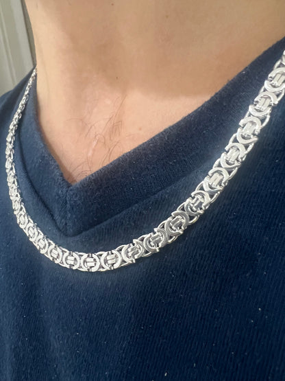 Solid 9ct White Gold Byzantine Chain - 6mm Wide - 24 Inch - Fully Hallmarked