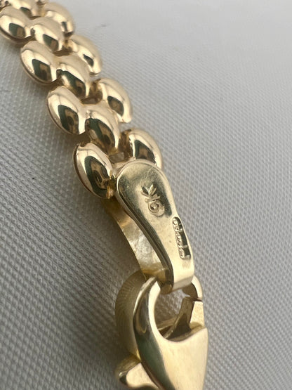 9ct Gold Ladies Panther Link Bracelet - 4.5mm - 7.5 Inch - Full Hallmark & Box