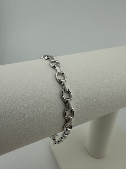 9ct White Gold  Ladies Bracelet - 6mm Wide - 7.5 Inch - Full Hallmark & Box