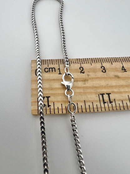 Solid 9ct White Gold 2mm Franco Chain - 24 Inch White Gold Franco Chain