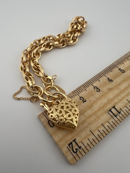 9ct Yellow Gold Price Of Wales Padlock Bracelet - 7.5 INCH - Fully Hallmarked