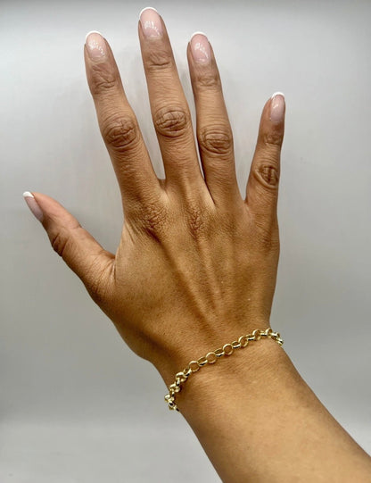 9ct Gold Chunky 5mm Wide Plain & Round Links 7” Belcher Bracelet - UK Hallmark