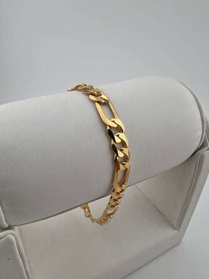 9ct Solid Gold Men’s Bracelet 8.5 INCH 7mm Fiagro - FULL UK HALLMARK & BOXED