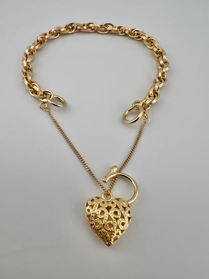 9ct Yellow Gold Price Of Wales Padlock Bracelet - 7.5 INCH - Fully Hallmarked