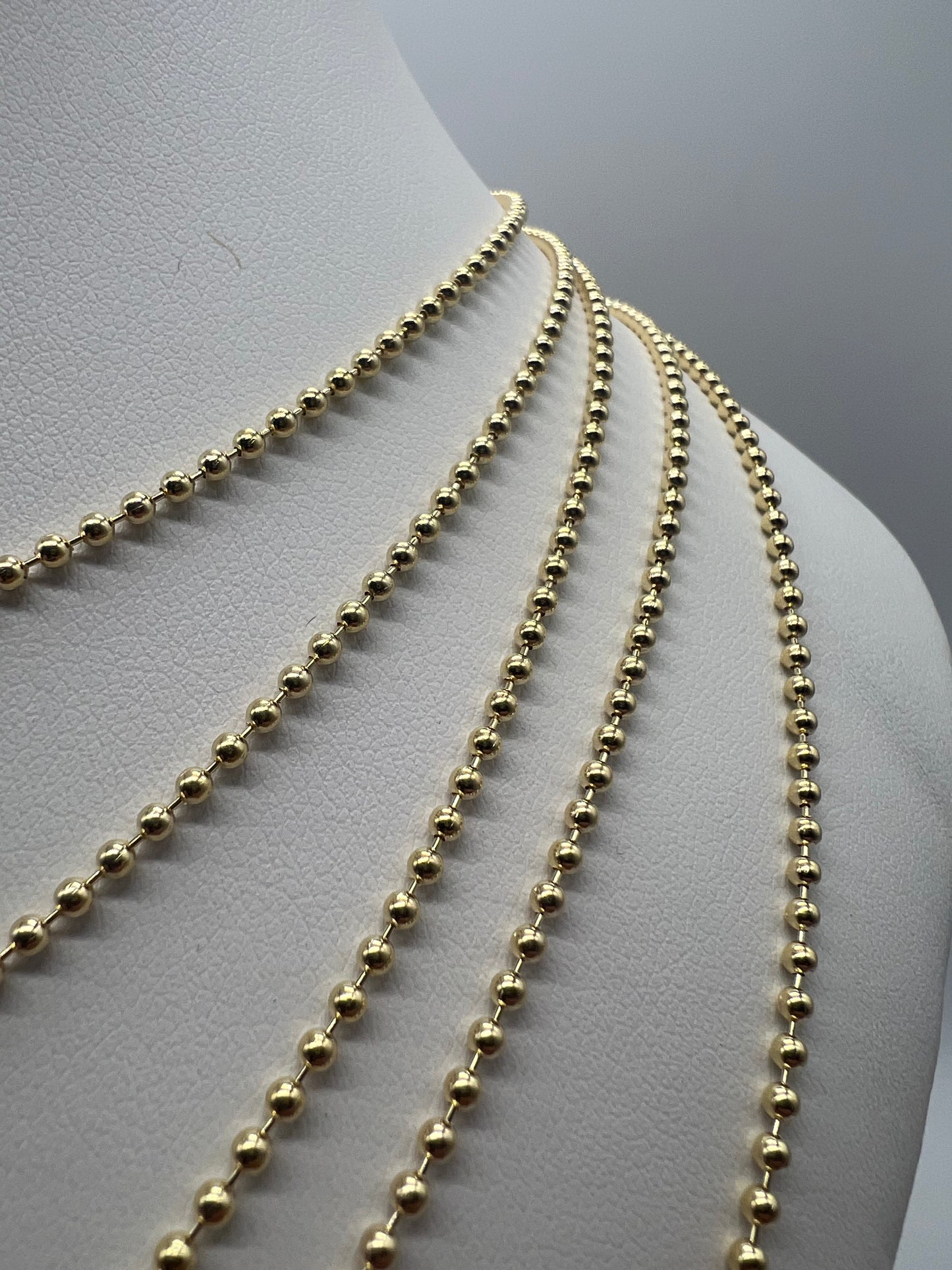 Solid 9ct Gold Ball/Bead Chain - 2MM Wide - 16" 18" 20" 22" 24" - Full Hallmark
