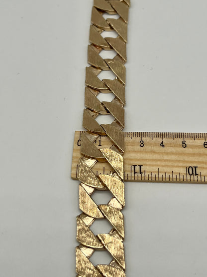 Solid 9ct Yellow Gold Chaps Bracelet - 22mm Wide - 8.5 Inch - Fully Hallmarked