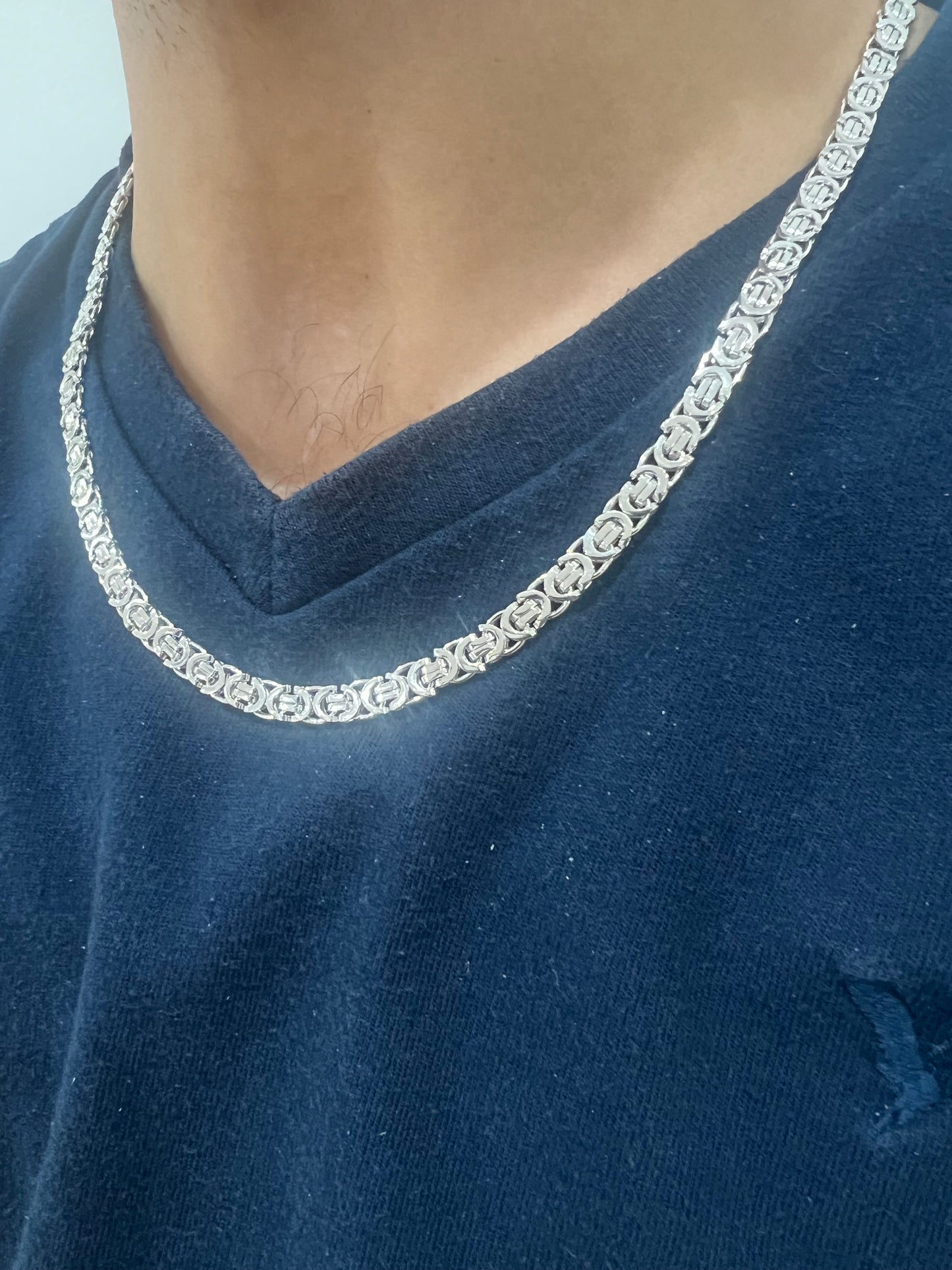 Solid 9ct White Gold Byzantine Chain - 6mm Wide - 24 Inch - Fully Hallmarked