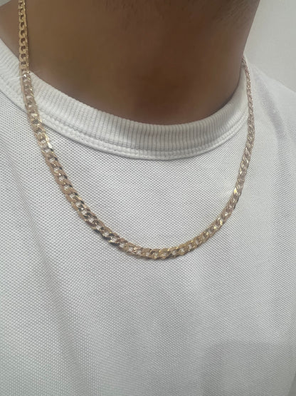 9ct Solid Gold Men’s Chain 22 INCH - 6mm Flat Curb Chain - Full UK Hallmark