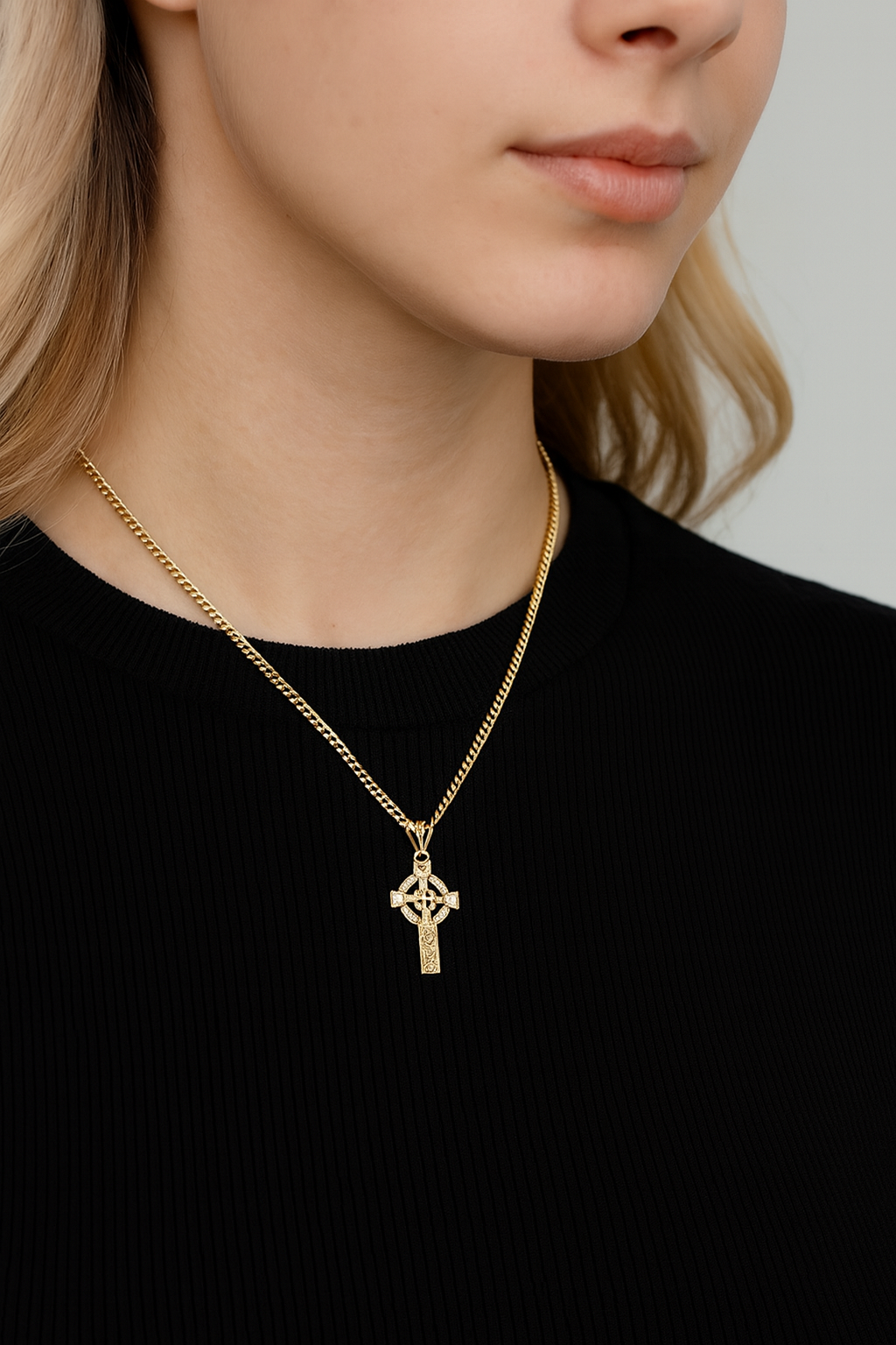 Solid 9ct Yellow Gold Ornate Large Solid Classic Celtic Cross Pendant
