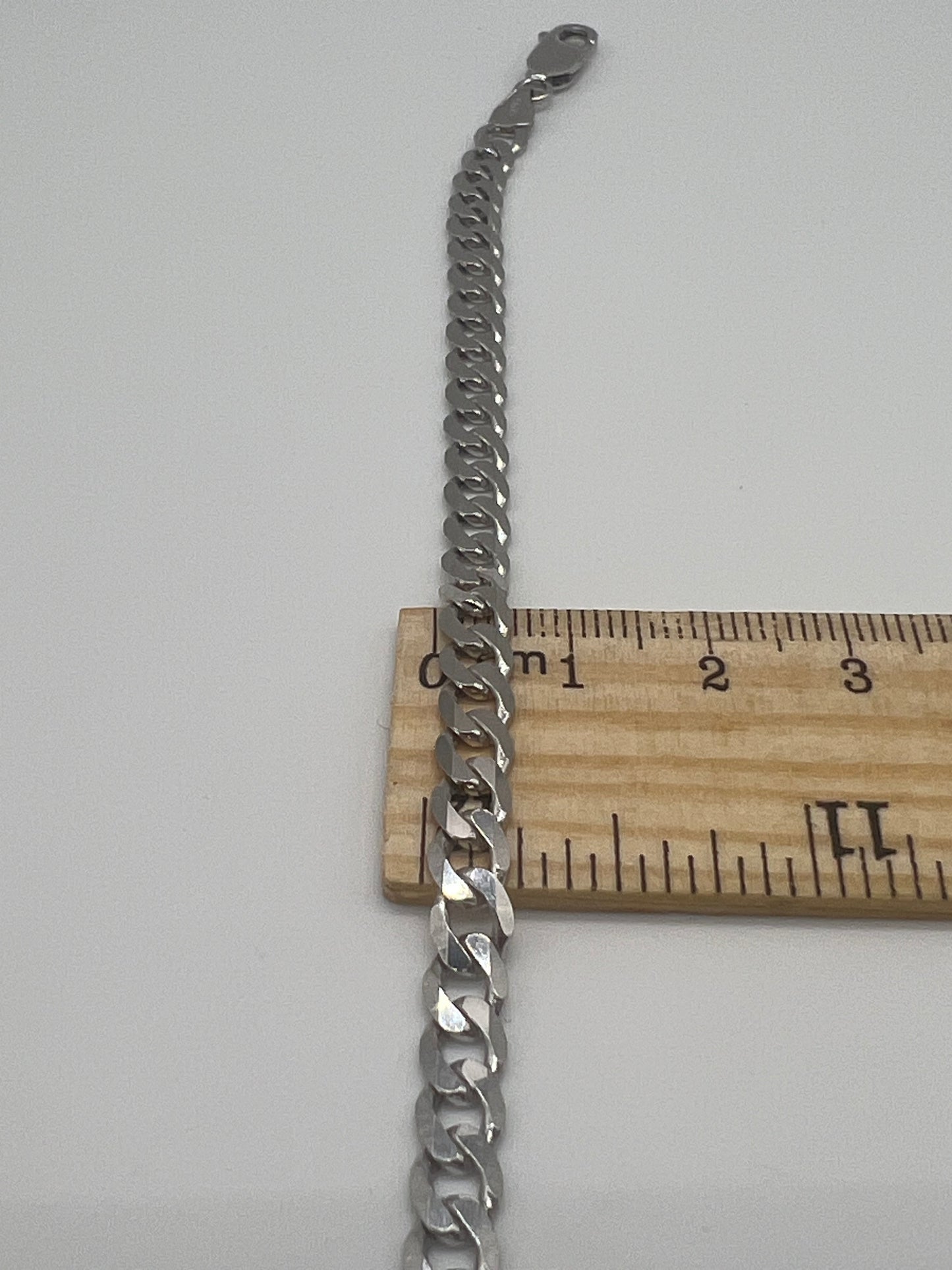 Solid 9ct White Gold Curb Bracelet - 5mm Wide - 7.5 Inch Bracelet