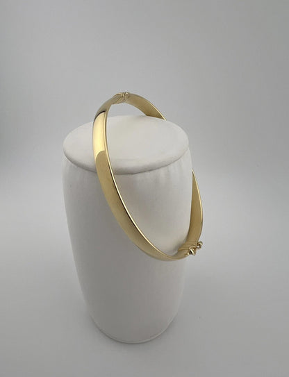 Women’s 9ct Yellow Gold Plain Bracelet - Ladies Gold 6mm Plain Hinged Bangle