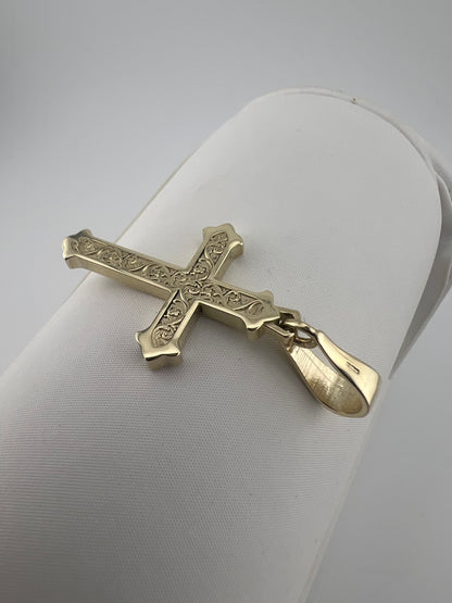 Solid 9ct Yellow Gold Cross Pendant UK Stock - Solid Gold Cross - UK Hallmark