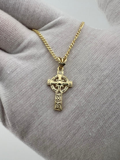 Solid 9ct Yellow Gold Ornate Large Solid Classic Celtic Cross Pendant
