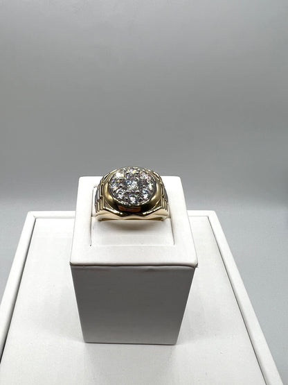 Large 9ct Yellow & White Men’s Cz Rolex Sides Ring