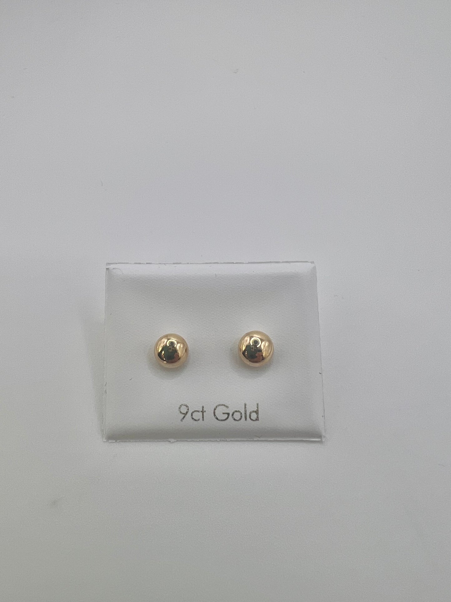 New 9ct Yellow Gold 6mm Button Stud Earrings - 6mm Gold Stud Earrings