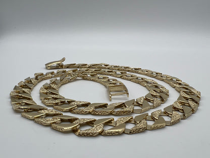 New Solid 9ct Yellow Gold Flat Curb Link - 24 Inch - 11mm Wide - UK Hallmark