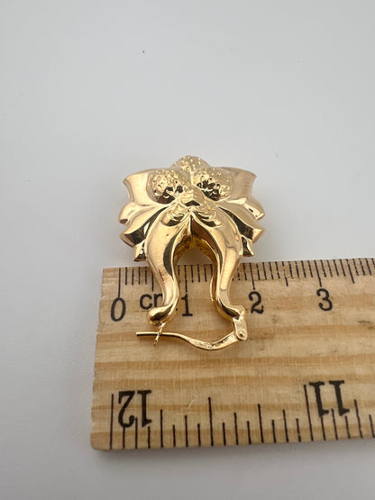 LARGE 9CT YELLOW GOLD  STRAWBERRY EARRINGS HALLMARKED VICTORIAN  CHUNKY  CREOLES