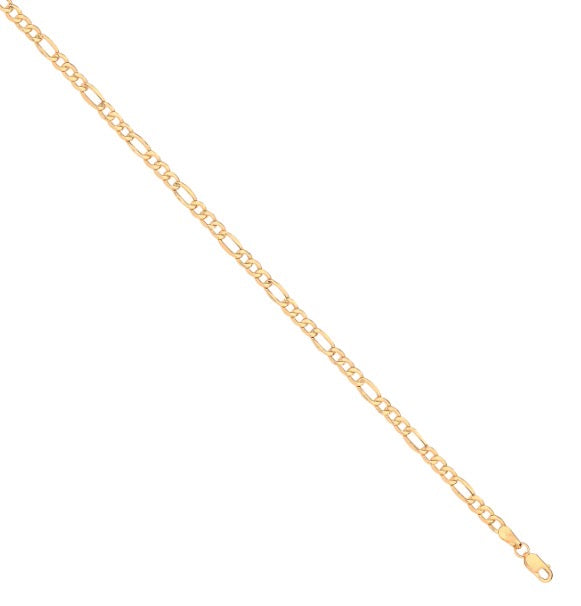 14ct Yellow Gold Set 7.5 Inch & 22 Inch Figaro Bracelet & Chain - 3.4mm Wide  - Fully Hallmarked 14k Chain