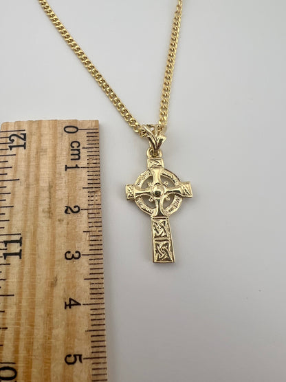 Solid 9ct Yellow Gold Ornate Large Solid Classic Celtic Cross Pendant