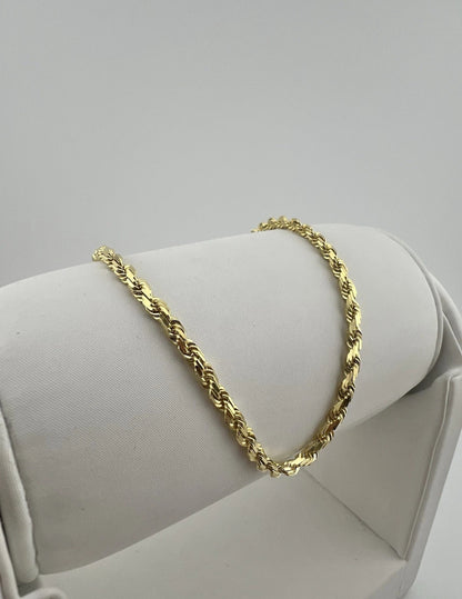 9ct Yellow Gold SOLID 3mm Rope Chain - 24 Inches - Fully Hallmarked & Boxed