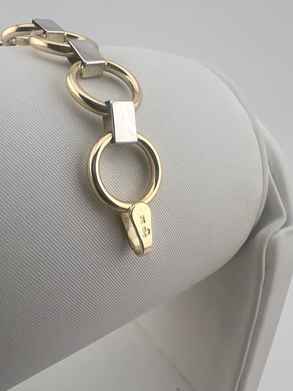 9ct Yellow & White Gold 10mm Wide Bracelet - 7.5 Inch Ladies Gold Bracelet UK