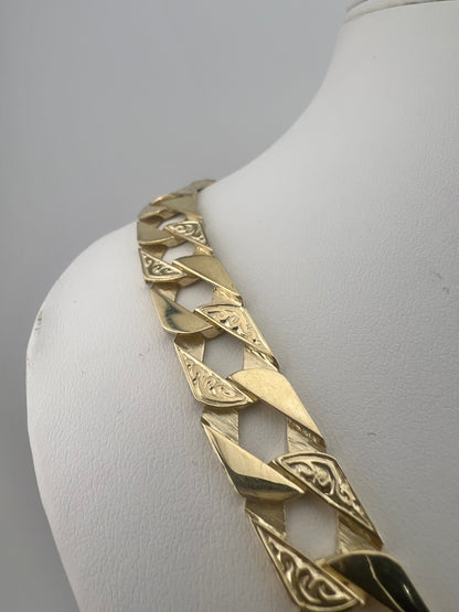 Solid 9ct Yellow Gold 11mm Chaps 24 INCH Chain - New Solid UK Gold